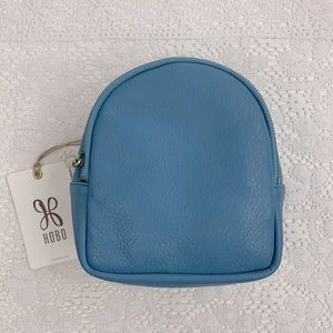 Hobo Rover Leather mini child Backpack purse Dusty Blue Gold Zip Adjustable New